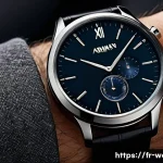Home 20 아르마니 스마트워치 기능 비교 - A close-up shot of an elegant Armani connected smartwatch on a wrist, featuring a polished stainless...