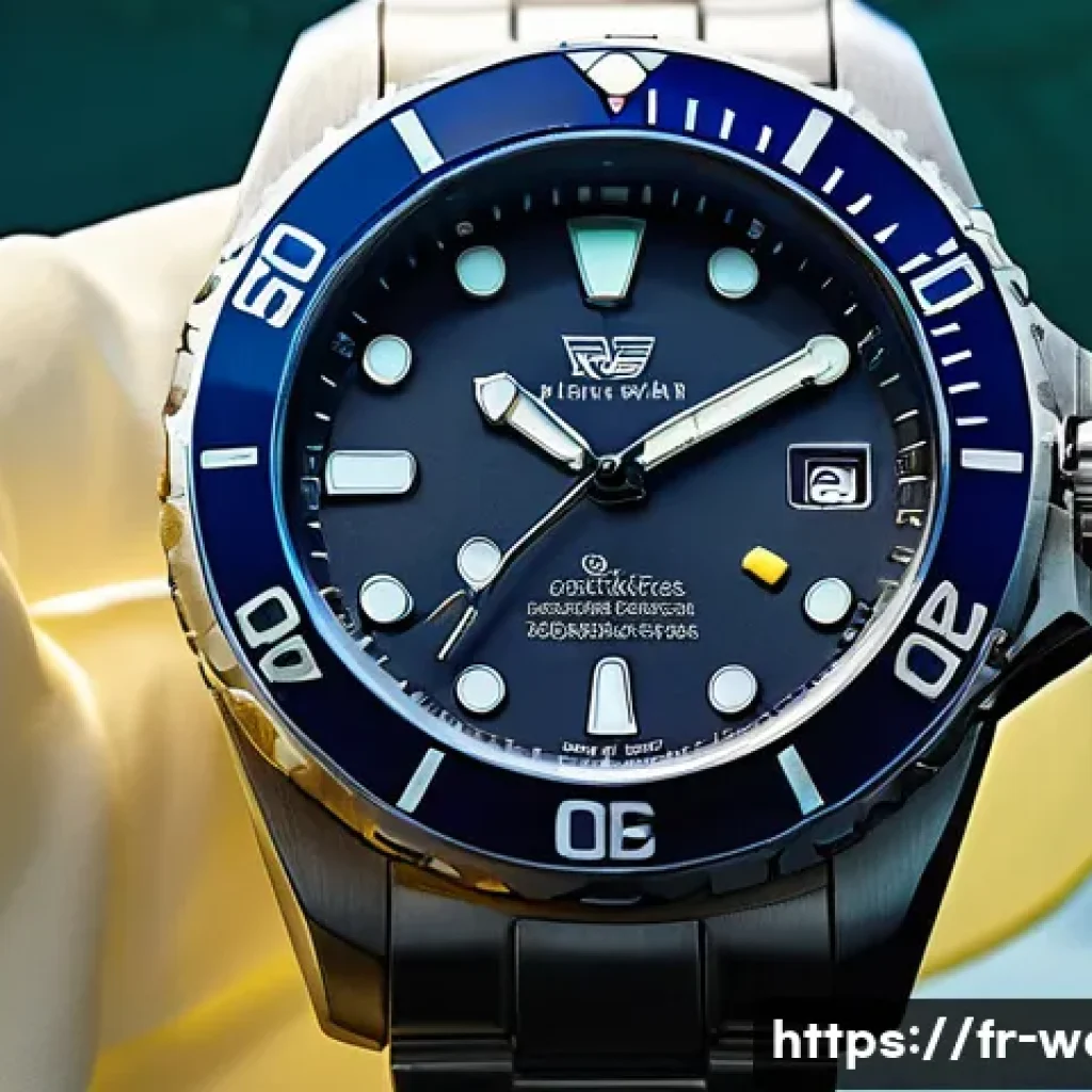 시계 방수 테스트 방법 - A close-up shot of a high-end wristwatch submerged partially in clear water, highlighting the watch&rsquo;...