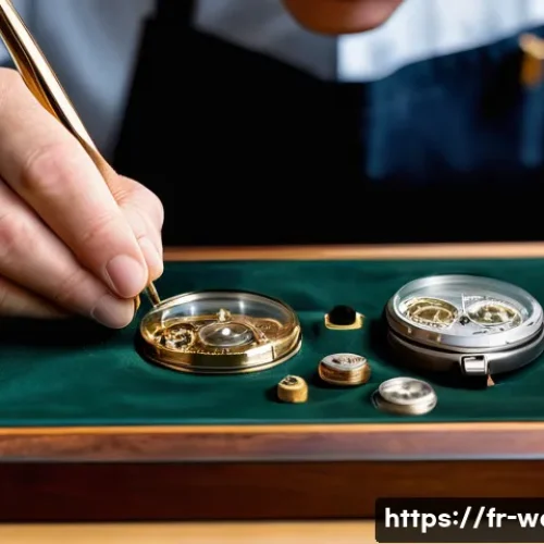 Home 30 스위스 명품 시계 브랜드 TOP 5 - A highly detailed close-up of a Swiss luxury watchmaker’s workshop, showcasing a skilled artisan in ...