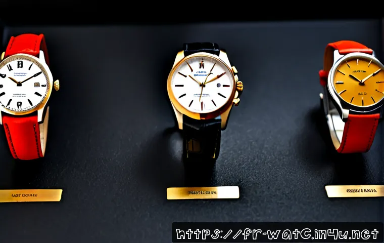 스위스 시계 브랜드 순위 - Photorealistic luxury Swiss watch comparison scene, four elegant unbranded wristwatches arranged in ...